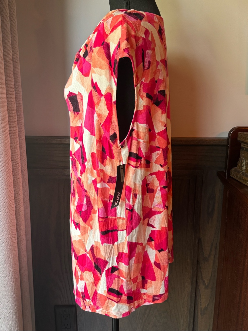 Apt. 9 Coral, Pink & Orange Abstract Cowl Neck Top 0X NWT - Picture 3 of 9